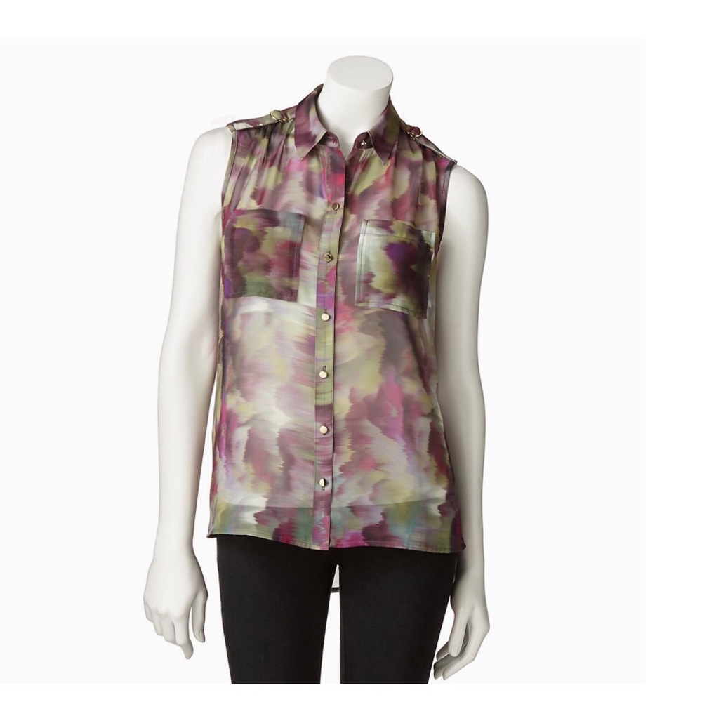 Jennifer Lopez Multicolor Sheer Tank Size L Petite